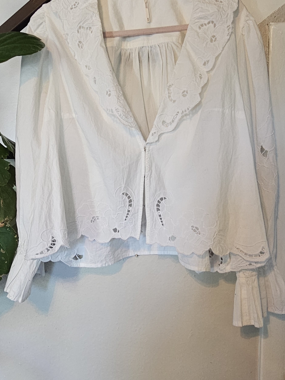 Free People White Eyelet Embroidered Blouse